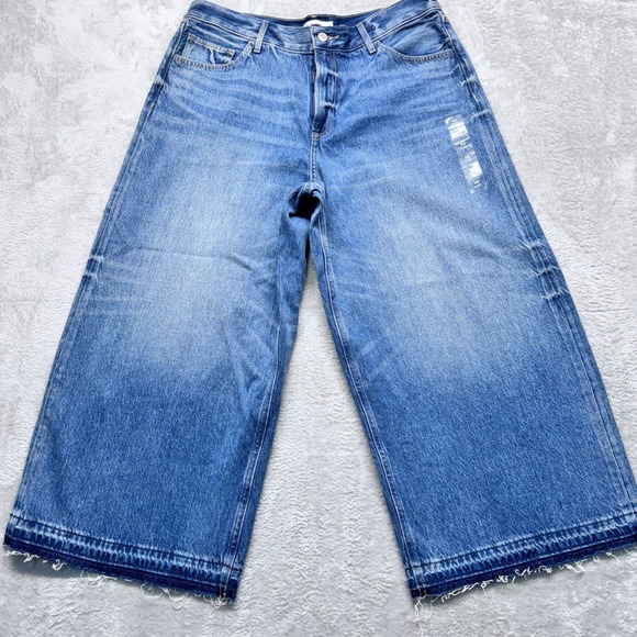 Maurices Denim - M Jeans by Maurices Womens 14 Short Wide Leg High Rise‎ Cropped Jeans Raw Hem